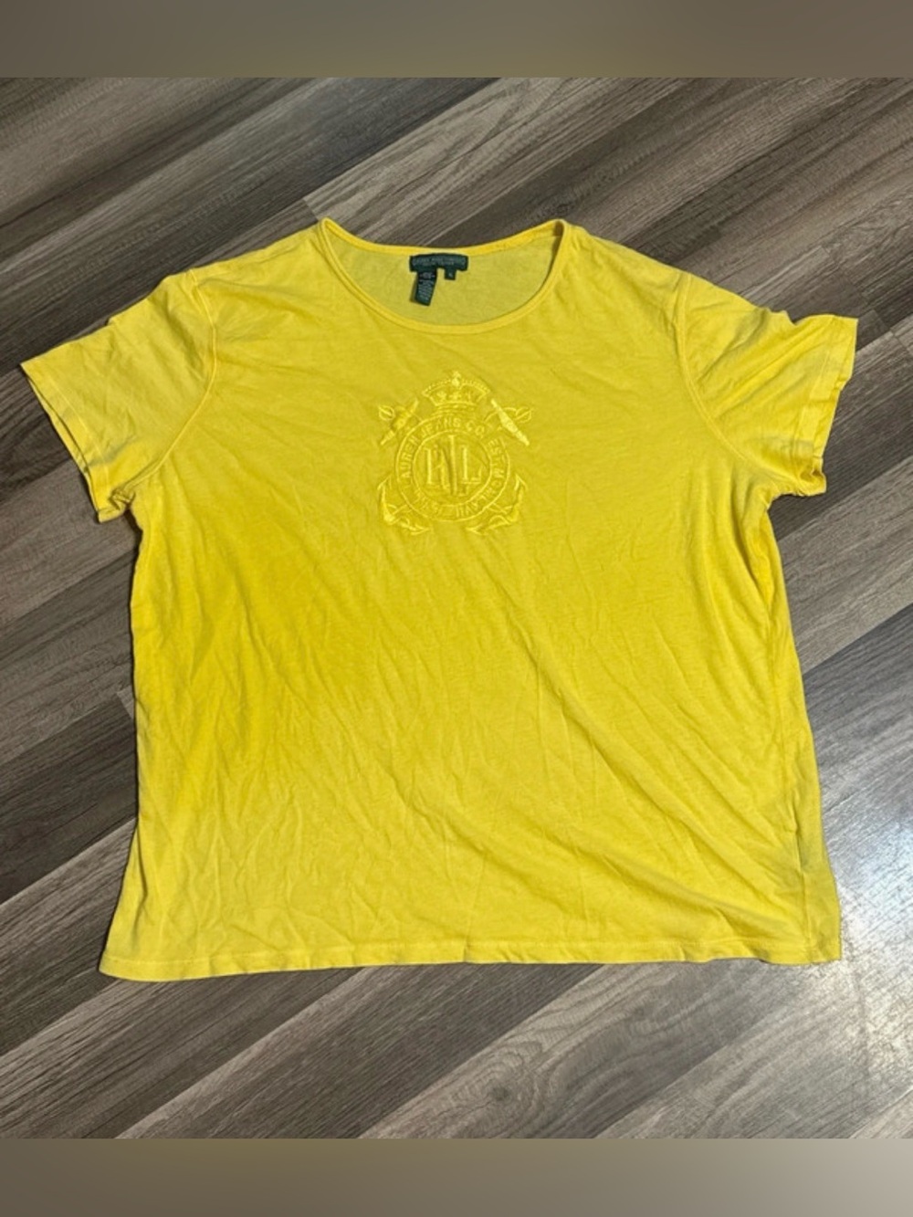 Ralph Lauren women’s  Yellow Crest Tee size XL